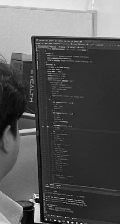 A team member of Else coding while looking at the monitor